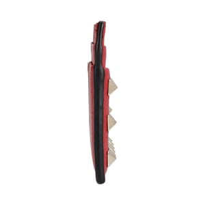 Leather Rockstud Card Holder Red, view 4