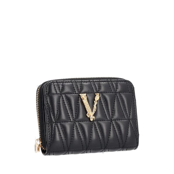 Quilted Leather Virtus Zip Wallet Black