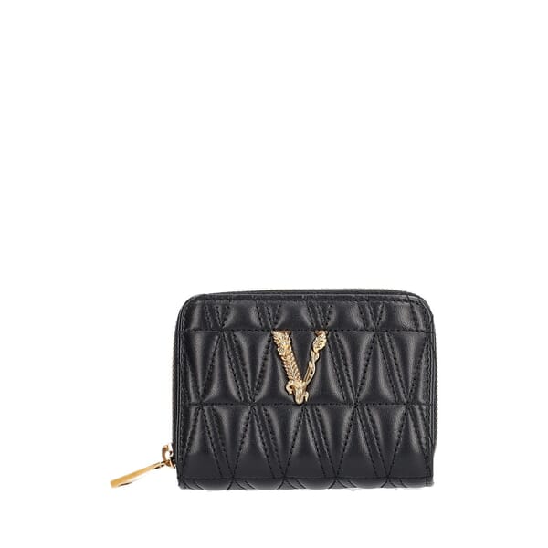 Quilted Leather Virtus Zip Wallet Black