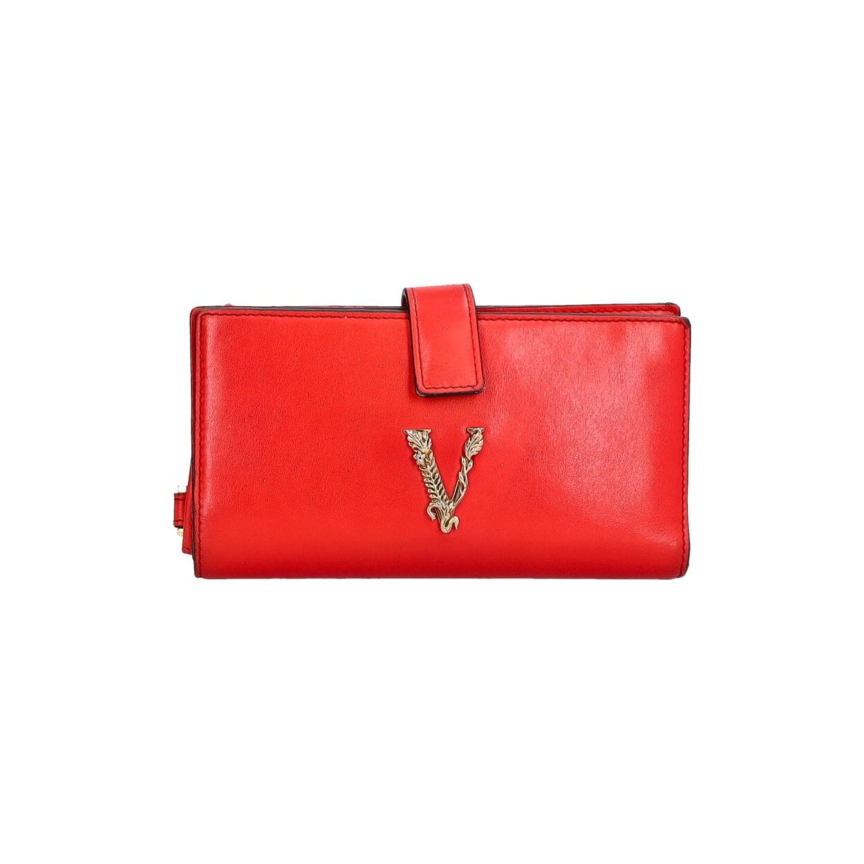 VERSACE Leather Virtus Wristlet Red | Luxity