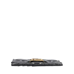 Quilted Leather Greca Card Holder Black, view 6