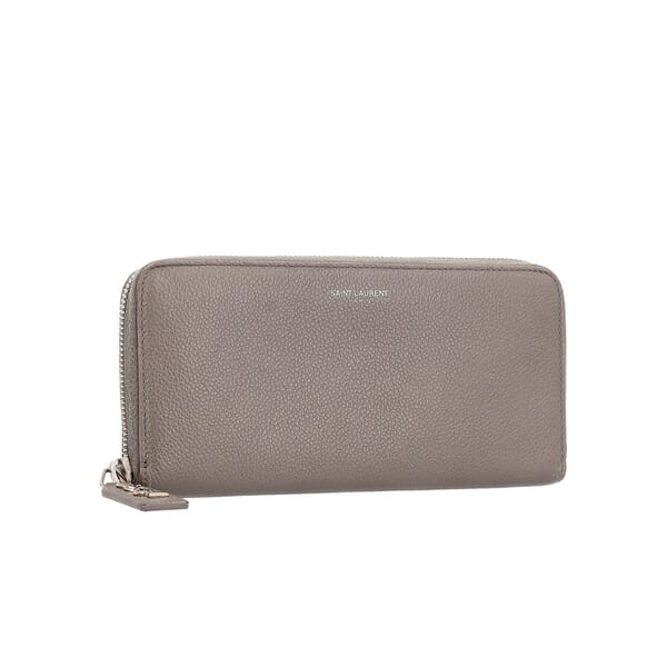 Leather Zip Around Continental Wallet Grey