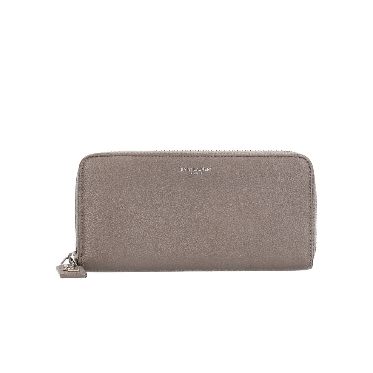 SAINT LAURENT Leather Zip Around Continental Wallet Grey | Luxity