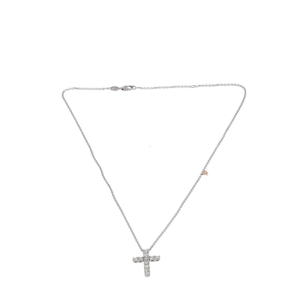 White Gold/Rose Gold Diamond Angel Cross Necklace