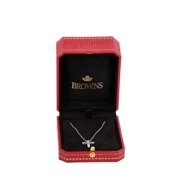White Gold/Rose Gold Diamond Angel Cross Necklace