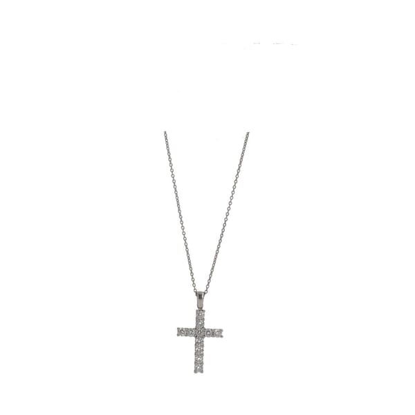 White Gold Protea Diamond Cross Pendant