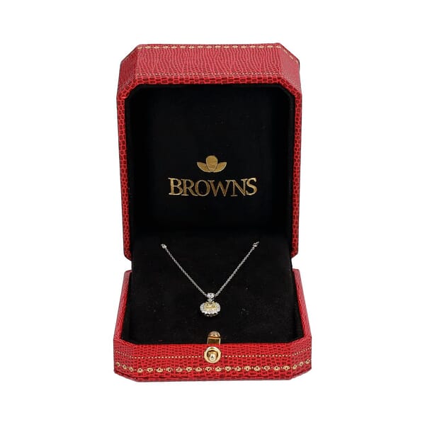 Gold Yellow Diamond Double Halo Necklace