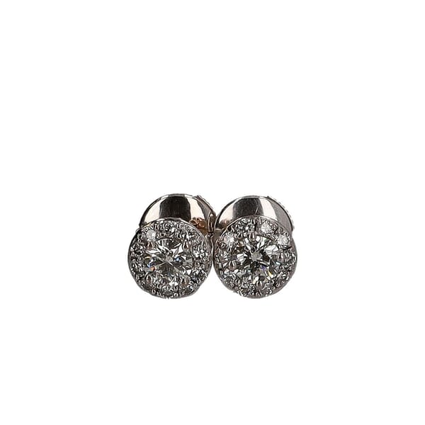 Gold Diamond Halo Earrings