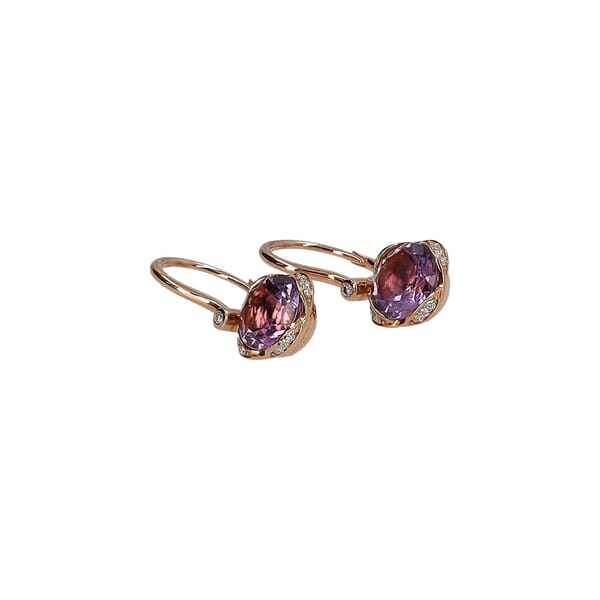 Rose Gold Amethyst/Diamond Earrings
