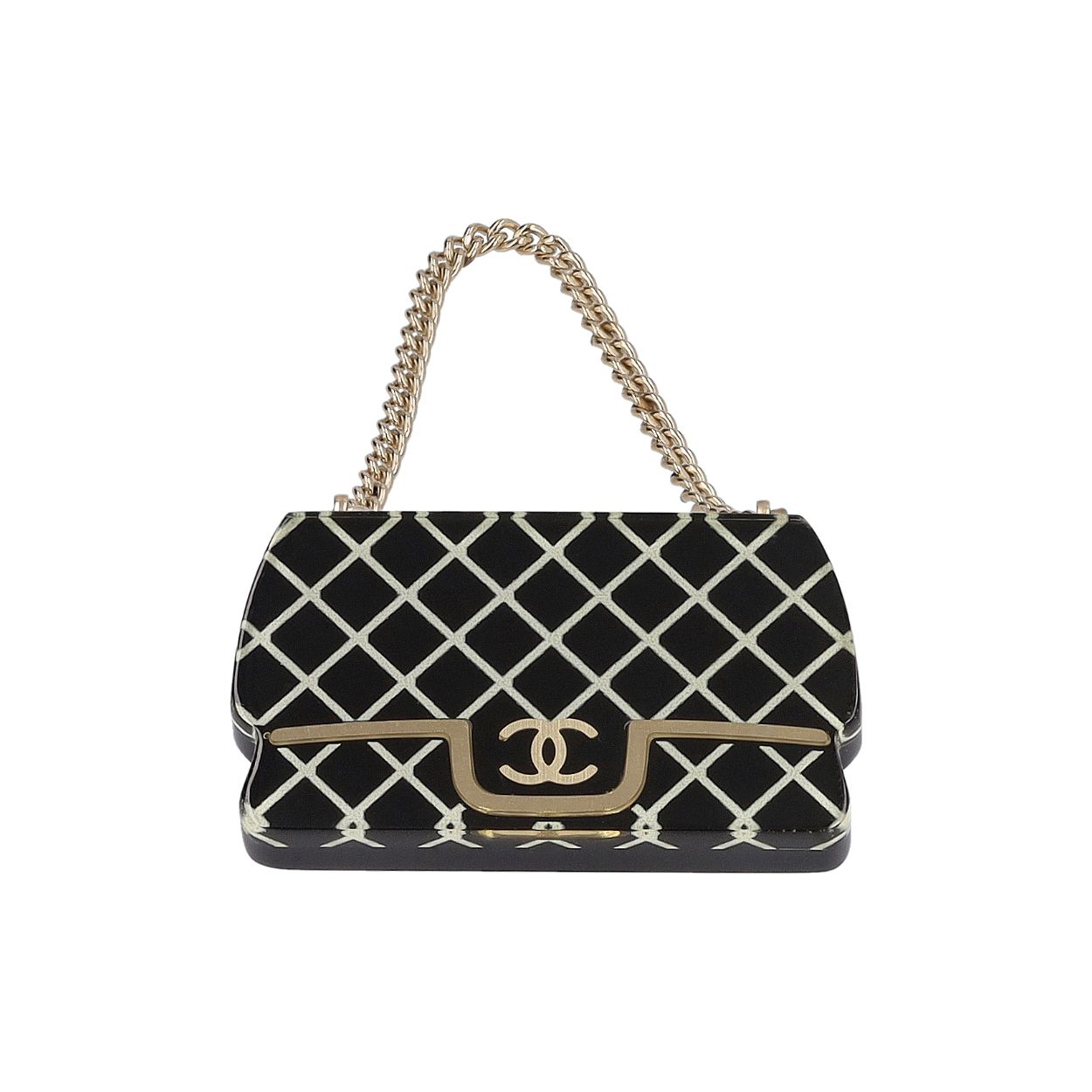 CHANEL Resin CC Chain Bag Brooch Black | Luxity