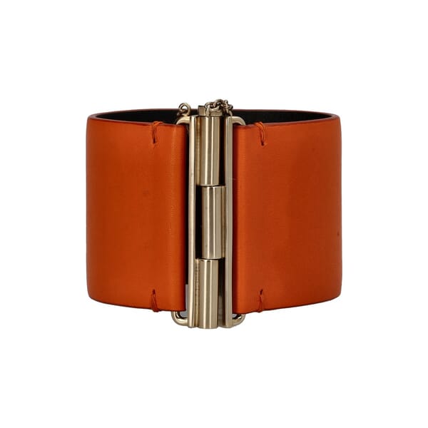 Leather CC Bangle Orange/Gold Tone