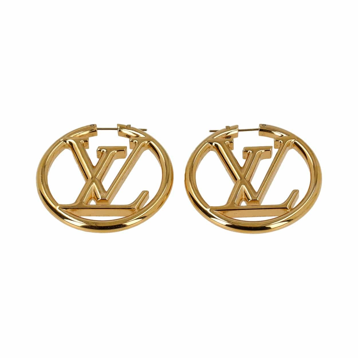 LOUIS VUITTON Louise Hoop Earrings Gold Tone | Luxity