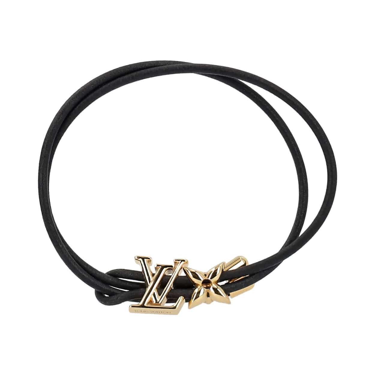 LOUIS VUITTON Leather Initiales Bracelet Black | Luxity