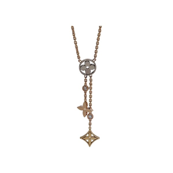 3 Gold/Diamonds Blossom Circle Pendant Necklace