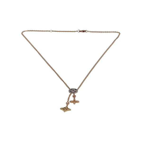 3 Gold/Diamonds Blossom Circle Pendant Necklace