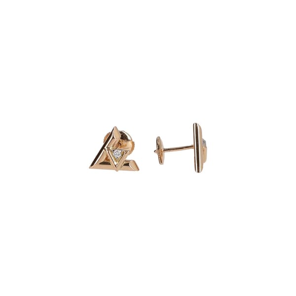 Gold/Diamond LV Volt Stud Earrings