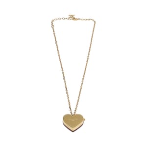 Gold Tone Metal & Enamel Lock Me Necklace Burgundy, view 3