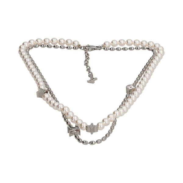 Pearls Fusion Necklace Silver Tone