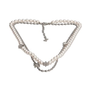 Pearls Fusion Necklace Silver Tone, view 3