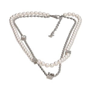 Pearls Fusion Necklace Silver Tone