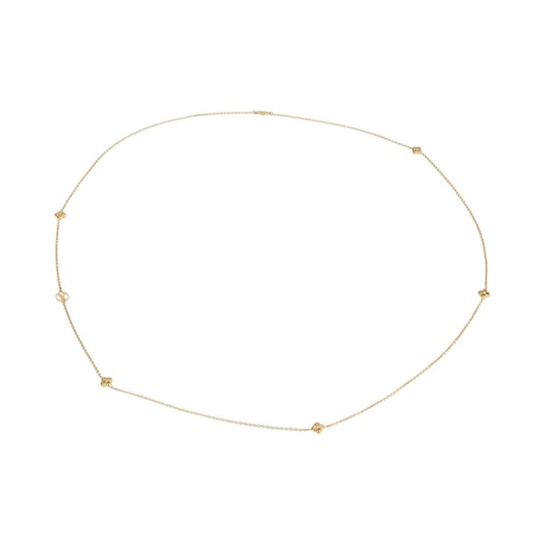 Metal Long Flower Full Station Necklace Gold Tone