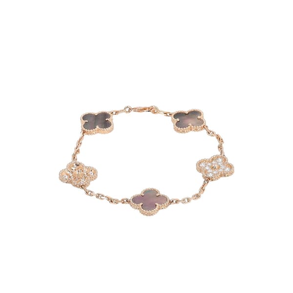Diamond/Mother Of Pearl Alhambra Bracelet Rose Gold