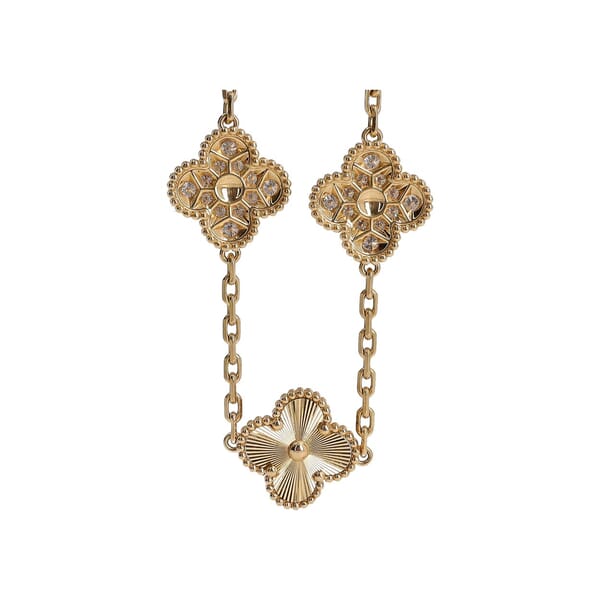 Gold/Diamond Vintage Alhambra 5 Motifs Bracelet
