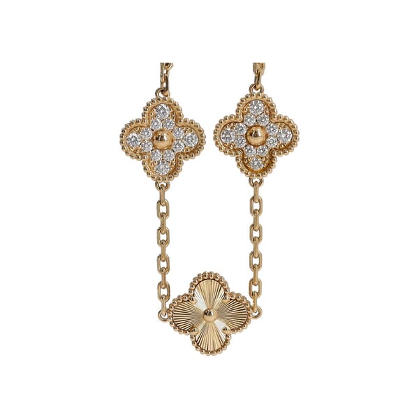 Gold/Diamond Vintage Alhambra 5 Motifs Bracelet