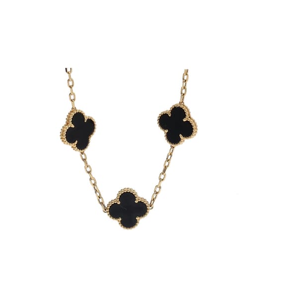 Gold/Onyx Vintage Alhambra 5 Motifs Bracelet