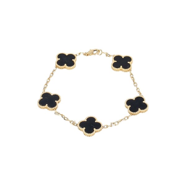 Gold/Onyx Vintage Alhambra 5 Motifs Bracelet