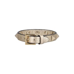 Metallic Leather Rockstud Bracelet Champagne