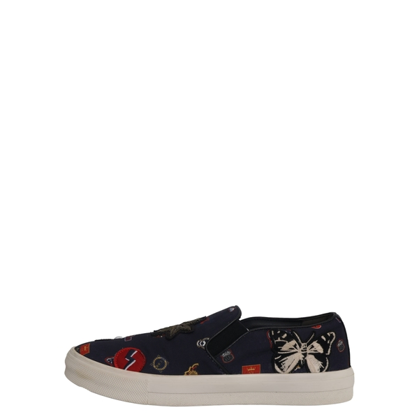 Canvas Multi Patch Slip-On Sneakers Navy