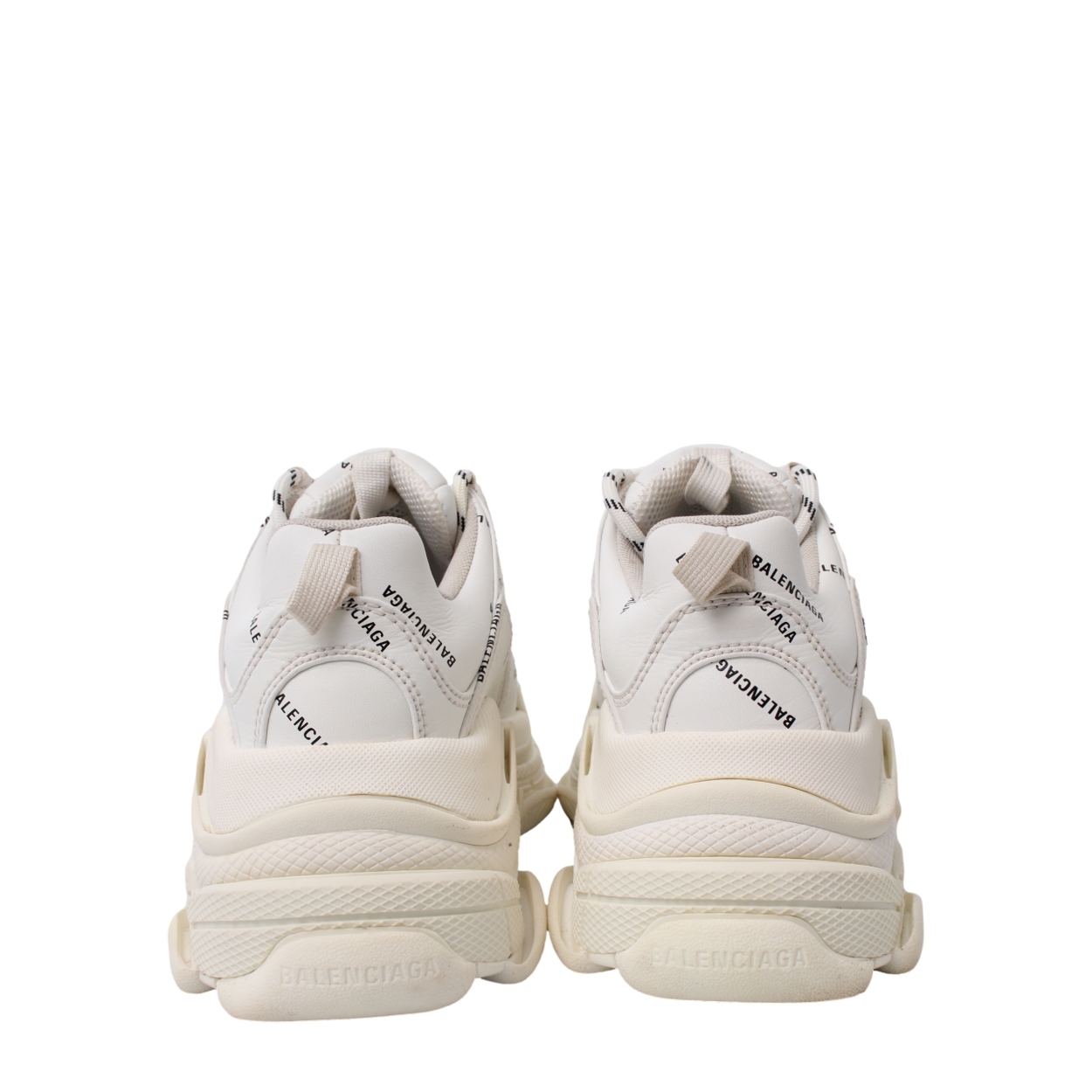 BALENCIAGA Mixed Material Triple S All-Over Logo Sneakers White