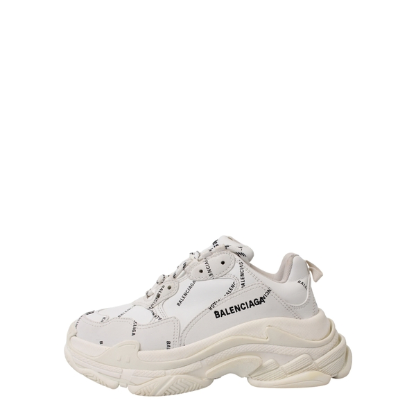 Mixed Material Triple S All-Over Logo Sneakers White