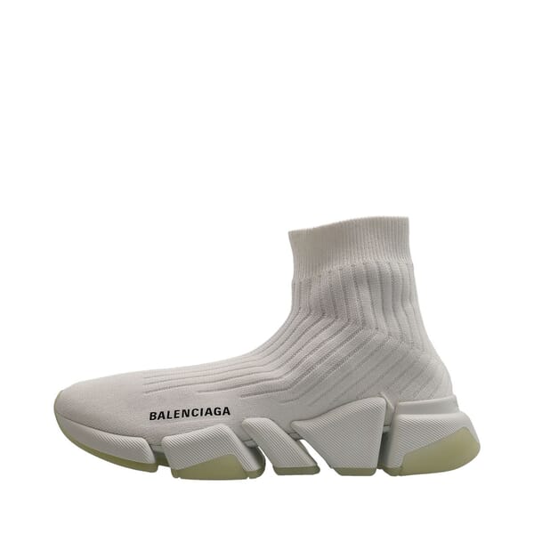 Ribbed Knit Speed 2.0 Sock Sneakers White