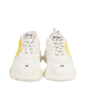 Leather/Mesh Triple S Sneakers White/Yellow, view 3