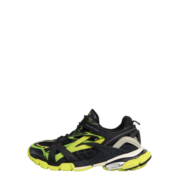 Mixed Material Track 2.0 Sneakers Black/Neon Yellow