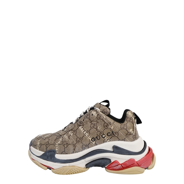 x GUCCI Mixed Material Triple S Sneakers Beige/Ebony