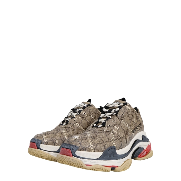 x GUCCI Mixed Material Triple S Sneakers Beige/Ebony