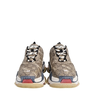 x GUCCI Mixed Material Triple S Sneakers Beige/Ebony, view 3