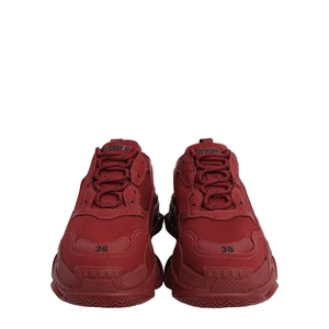 Mixed Material Triple S Trainer Sneakers Burgundy, view 3