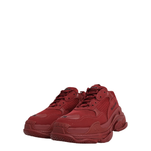 Mixed Material Triple S Trainer Sneakers Burgundy