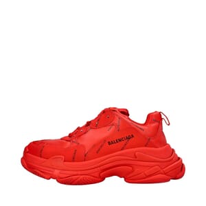 Mixed Material Triple S Trainer Sneakers Red, view 2