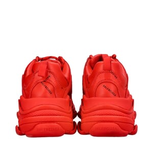 Mixed Material Triple S Trainer Sneakers Red, view 4