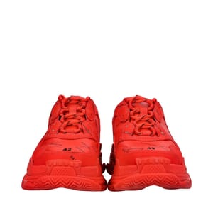 Mixed Material Triple S Trainer Sneakers Red, view 3