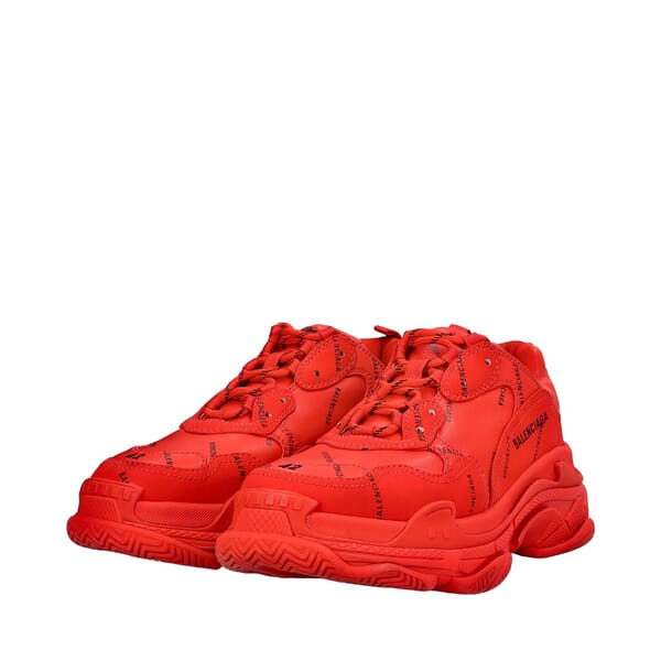 Mixed Material Triple S Trainer Sneakers Red