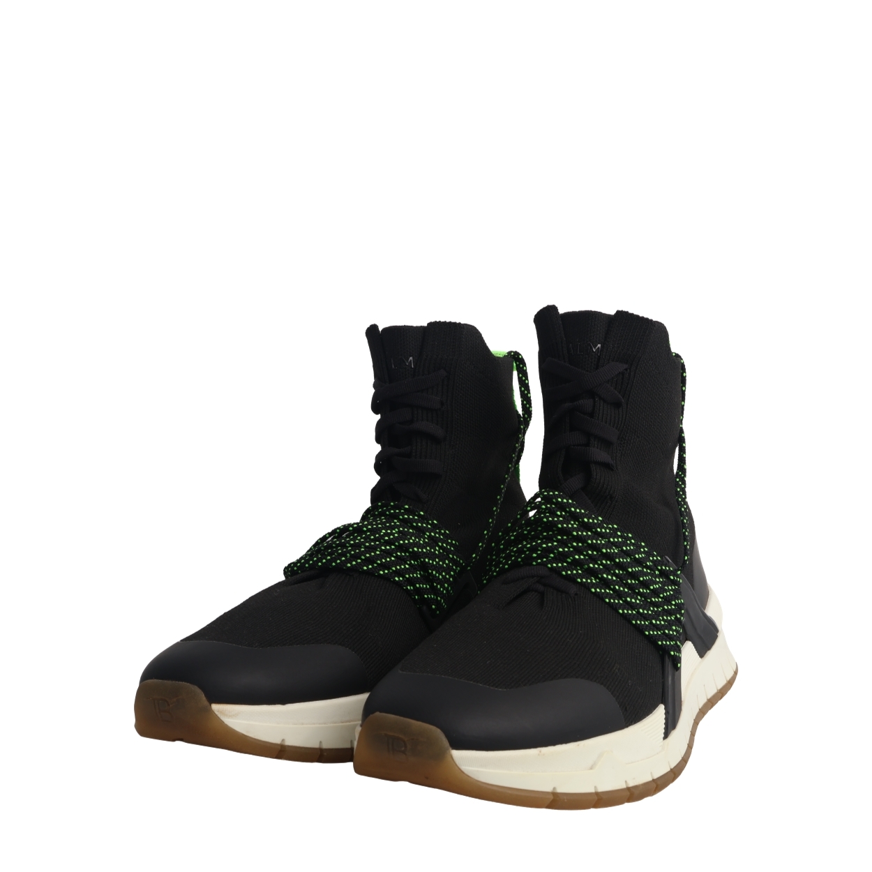BALMAIN Knit Stretch B Troop High Top Sneakers Black | Luxity