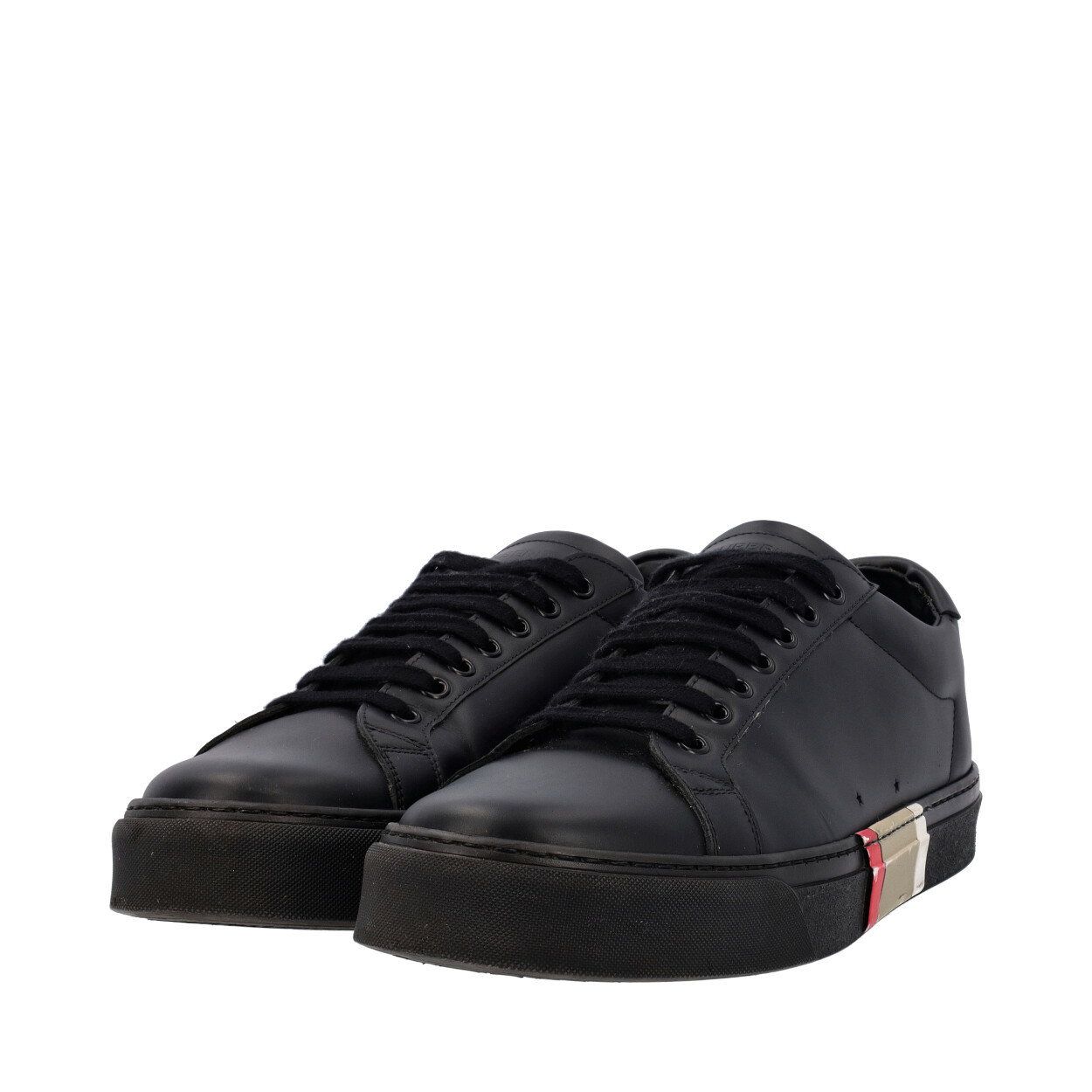 BURBERRY Leather Stripe Detail Sneakers Black | Luxity