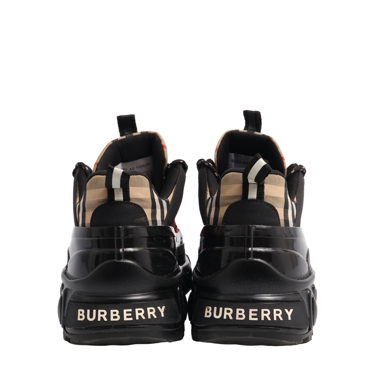 BURBERRY Rubber/Check Arthur Sneakers Black/Red | Luxity