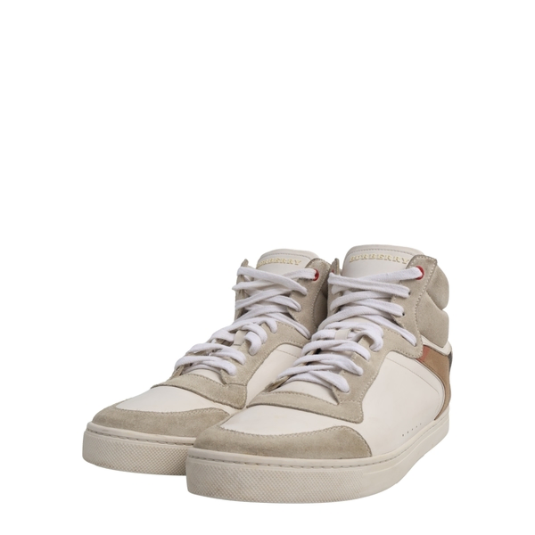 Leather/Check Reeth High Top Sneakers White